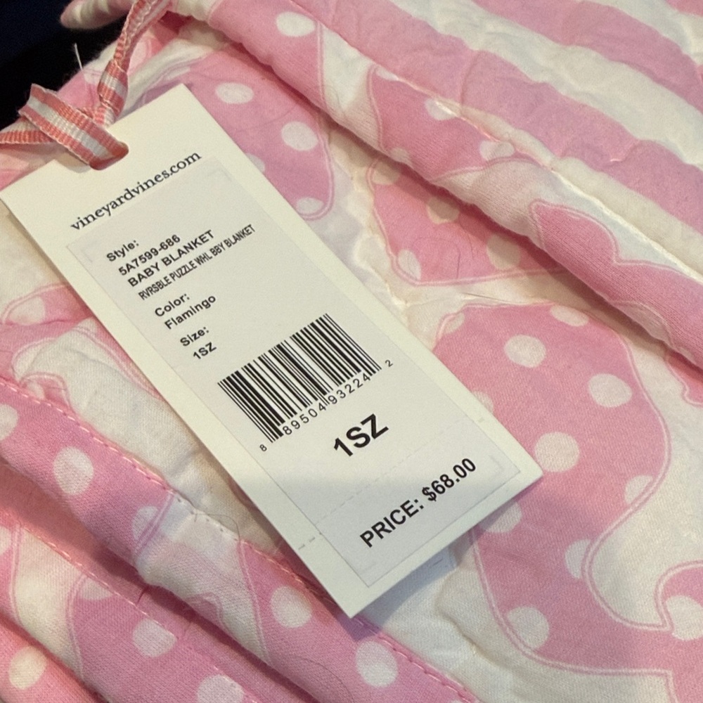 Vineyard Vines Pink and White Whale Blanket